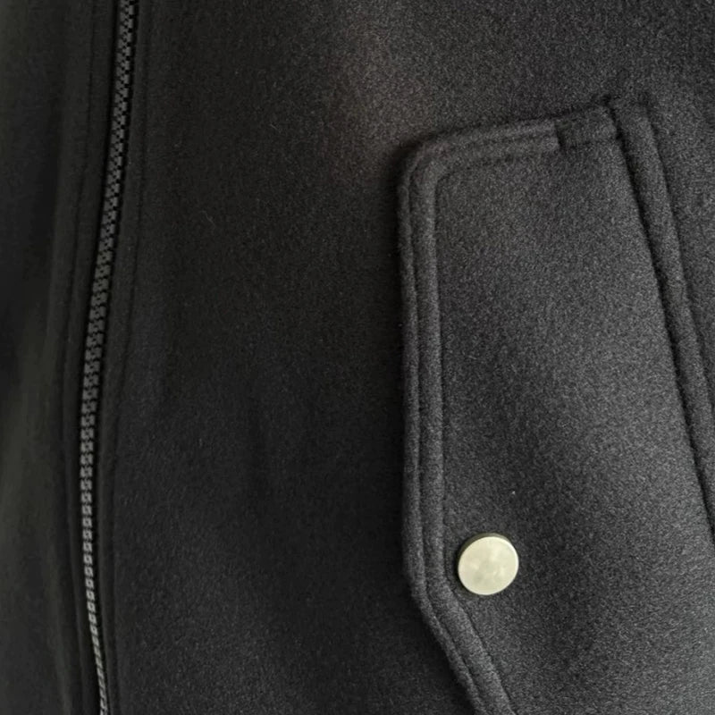 Threebooy  New American Vibe Fleeced Men Crop Jackets Luxury Harajuku Zip-up Long Sleeve Streetwear Trendy Chic Pocket Baseball Coats M-2XL