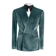 Threebooy  Vintage Velvet Wedding Tuxedos Jacket Double Breasted Men Blazers Suit Peaked Lapel Groom Wear Party Sport Coats