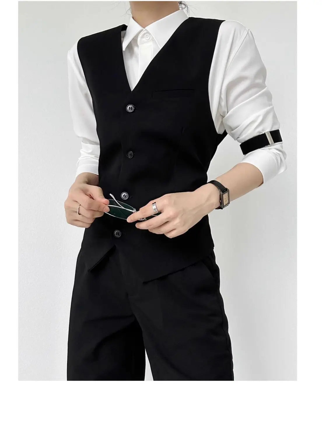 Threebooy High-end Black Gray Suit Vest Fashion Men Women Same Neutral Style Slim Business Casual Blazer Vest Urban Streetwear