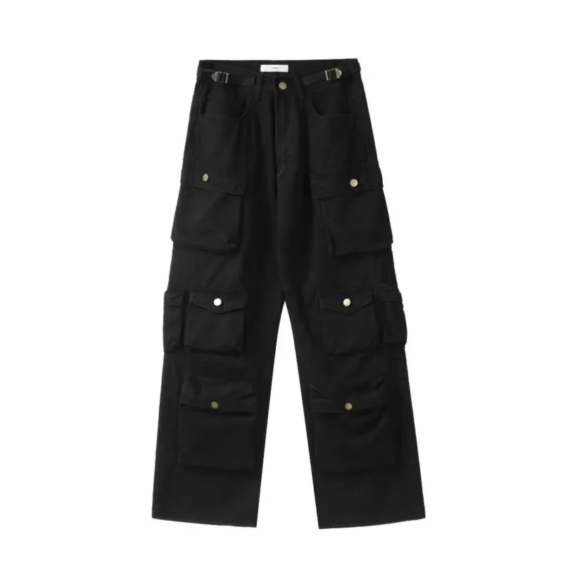 Threebooy  Spring Cargo pants New Popular Rice White Multi-pockets Overalls Harajuku stays Men Loose Casual Trousers Straight Mopping Pants