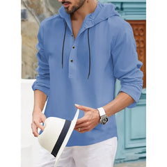 Threebooy  American Half Cardigan Jacket Summer Fashion Casual Jersey Hooded Long Sleeve Men's Top Shirt