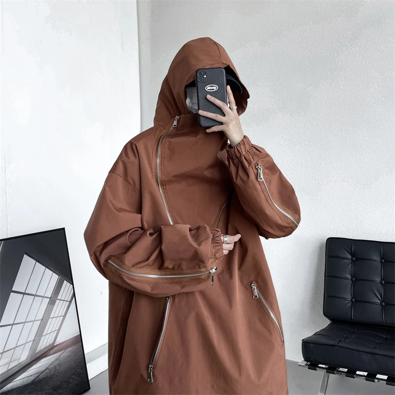 Threebooy Men's Korean Style Clothes for  Outerwear Loose Fitting Hooded Jackets Man Hoodie Original Clothing Popular Coats