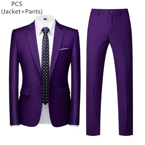 Threebooy (Jacket+Vest+Pants) Men Business Suits British Style MenWedding Dress Slim Fitting Blazer Trousers 3 Piece Elegant Male Tuxedo