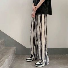 Threebooy  Pleated Pants Men's Fashion Retro Casual Pants Men Japanese Streetwear Loose Hip-hop Wide-leg Pants Mens Ice Silk Trousers M-3XL