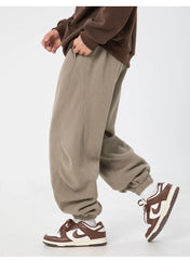 Threebooy  Double Pleated Polar Fleece Casual Sweatpants Autumn Winter New Warm and Drapey Loose Leggings Long Pants