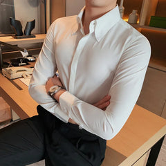 Threebooy High Quality Summer Men Dress Striped Shirts Short Sleeve Fashion Korean Slim Fit Casual Business Formal Wear Blouse Homme