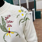 Threebooy Mens Floral Embroidered Knitted Sweater 2024 New Genderless Fashion Youth Trend Versatile Simple Retro Knitted Sweater Unisex