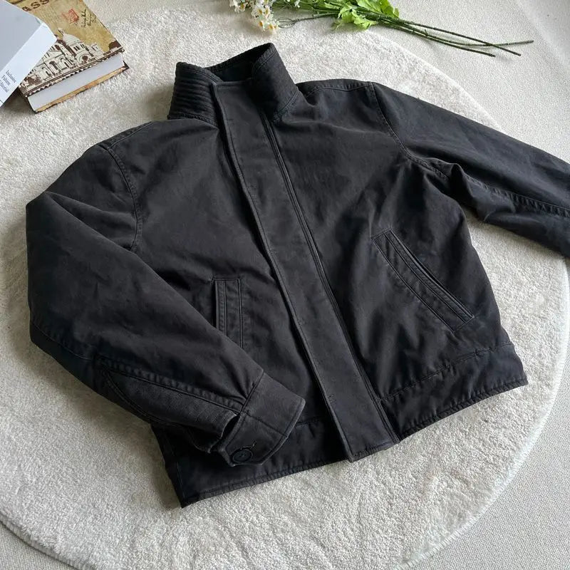 Threebooy American High-end Winter Warm Top Korean Version 2025 New Imitation Rabbit Fur Thickened Water Washing Stand Collar Jacket Men