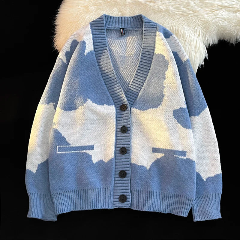 Threebooy Open Front Button V Neck Long Sleeve Sweater Women Basic Shirt Men Warm Soft Coat Autumn Winter Tops Casual Knit Jacket Cardigan