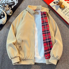 Threebooy  Spring and Autumn American Retro New Workwear Casual Men's Stand Collar Loose Motorcycle Jacket