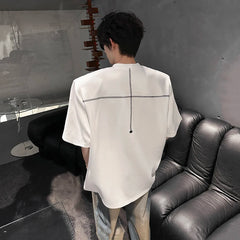 Threebooy  Men Cotton Tshirt Crew Neck Line Design Soft Comfortable Casual Streetwear Slim Fit Breathable Top Tee Shirt Fashion Trendy