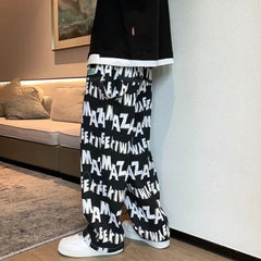 Threebooy Straight Thin Wide Baggy Men's Casual Pants Hippie Loose Summer Hip Hop Male Trousers Spandex Sale High Quality Harajuku Fashion