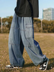 Threebooy  Y2k Baggy Jeans Men Streetwear Old Money Vinatge Cargo Pants New Rock Cowboy Jogging Wide Leg Oversize Denim Pants