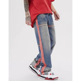 Threebooy New Side Striped Men's Jeans American High Street Loose Straight Spring/Summer Casual Pants Fashion Brand