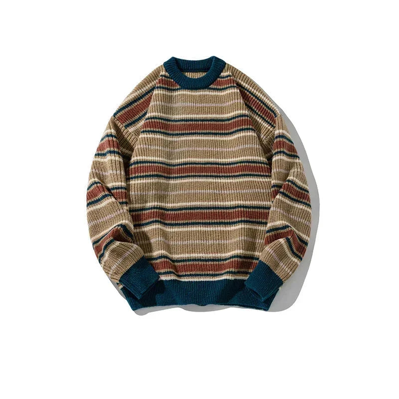 Threebooy Brand Winter Sweater Man 2025 Autumn Winter Loose O Neck Color Blocking O Neck Pullover Fashion Man Korean Clothes