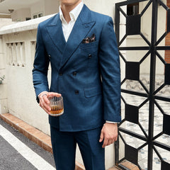 Threebooy  High-quality, fashionable, stylish, versatile and trendy wedding dress sets, dinner sets, men's slimming double-breasted suit se