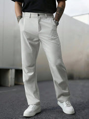 Threebooy  plus Size Men's Casual Pants Suitable for Daily Outings And Business Activities 100% Polyester Fiber Slim Fit Trousers
