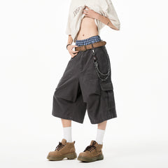 Threebooy Mens Cropped Casual Pants Loose New Cotton Cargo Multi Pocket Workwear Summer Outdoor Utility Stretch Comfort Relaxed Fit