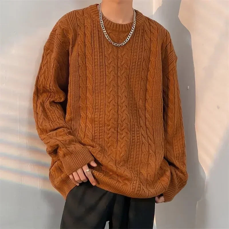 Threebooy Knitwear Wool Knitted Sweater Men O Neck Knitted Long Sleeve Mens Oversized Pullover Basic Solid Color Casual Fashion Men's Tops