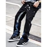 Threebooy Hip Hop Splash Ink Wide Leg Jeans Y2k Distressed Colorblock Denim Jean with Print Graffiti Flare Denim Pants for Men