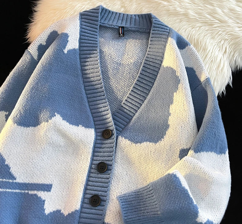 Threebooy Open Front Button V Neck Long Sleeve Sweater Women Basic Shirt Men Warm Soft Coat Autumn Winter Tops Casual Knit Jacket Cardigan