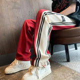 Threebooy Goth Straight Summer Striped Trousers Men's Sweatpants Thin Male Sports Pants Clothing Trend 2024 New in Flated Original Slacks