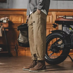 Threebooy  Men's Cargo Pants Loose Straight Leg Casual Trousers American Style Trendy Versatile Little Feet Trendy