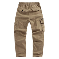 Threebooy  New Spring Autumn Men's Fashion Drawstring Elastic Waist Casual Pants Solid Multi-Pocket Jogger Cargo Pants Male Sports Trousers