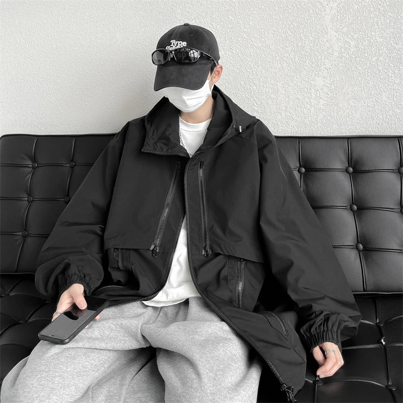 Threebooy Men's Clothing Harajuku Outerwear Men's Coats Models 2024 Man Hoodie Hooded Jackets Korean Popular Clothes Loose Fitting Spring