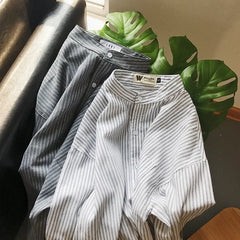 Threebooy Stylish Striped Long Sleeve Men's Shirt Korean Trendy Loose-fit Lining Summer Sun Protection Clothes Hong Kong Style Jacket