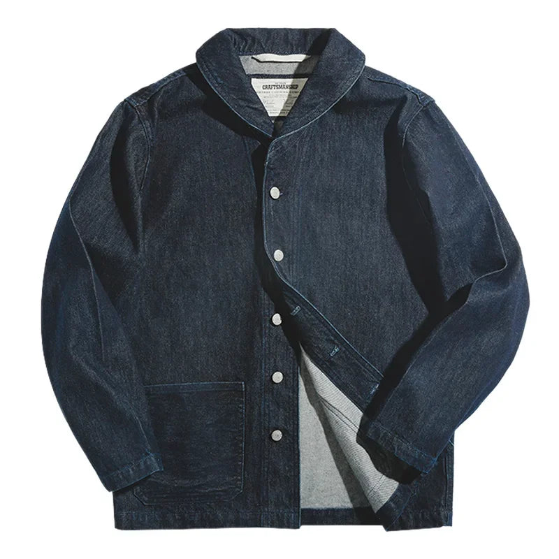 Threebooy Lapel Jeans Jacket 13.5 Oz Multi Pockets Coat Men’s Vintage Deck Workwear Denim Shirts Quality Fashion Clothes For Male