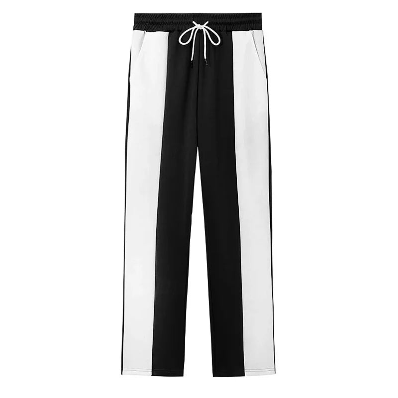 Threebooy  American Style Men Casual Sports Loose Fit Health Fabric Waist Jogging Quick Dry Patchwork Color Blocking Pants