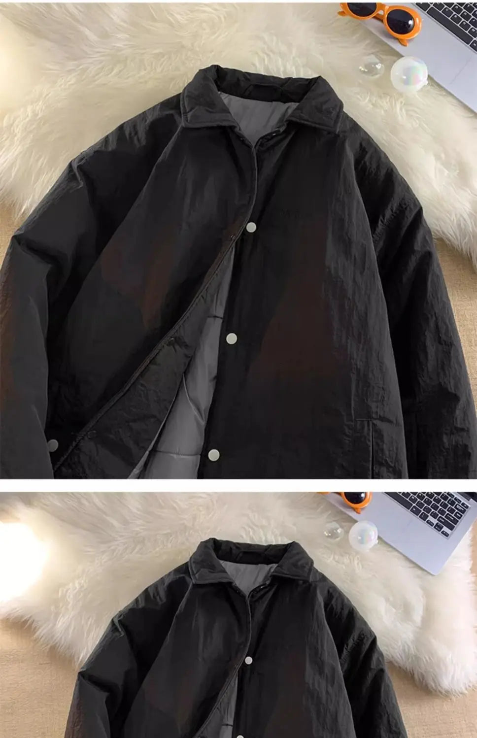 Threebooy Thickened Winter Parkas Japanese Large Size Retro Workwear English Letters Padded Coat Loose Lapel Warm Button Up Coat