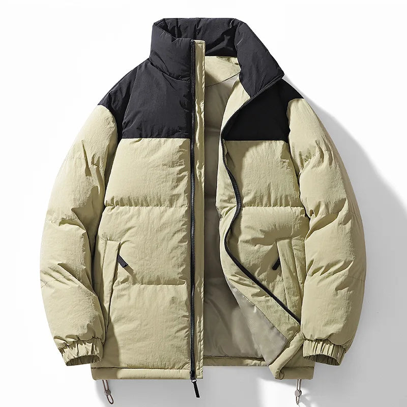Threebooy Cotton jacket men women winter new style color blocked cotton jacket thick warm jacket couples