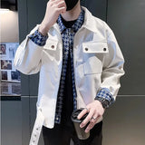 Threebooy Fake 2 Pieces Casual Leather Jackets/Male Fashion Slim Fit High Quality Leather Jacket with Lapels Work Coat for Men 3XL-M