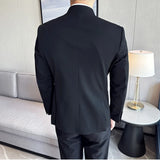 Threebooy Men Spring High Quality Business Suit/Male Sinicism Stand Collar Blazers/Man Solid Color Casual Tuxedo 4XL-M