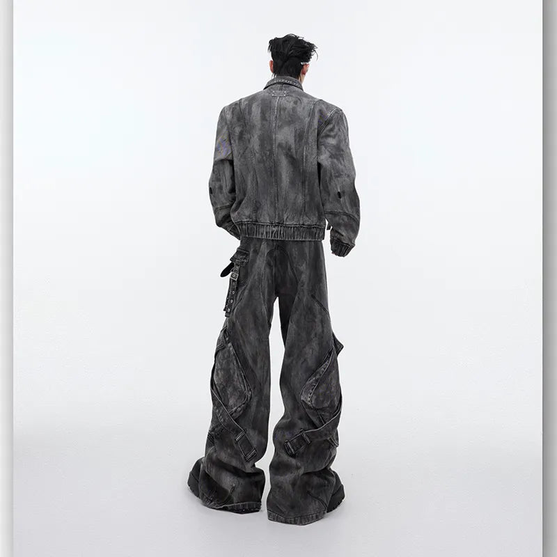 Threebooy Men's Signature Baggy Gray Denim 2-Piece Set