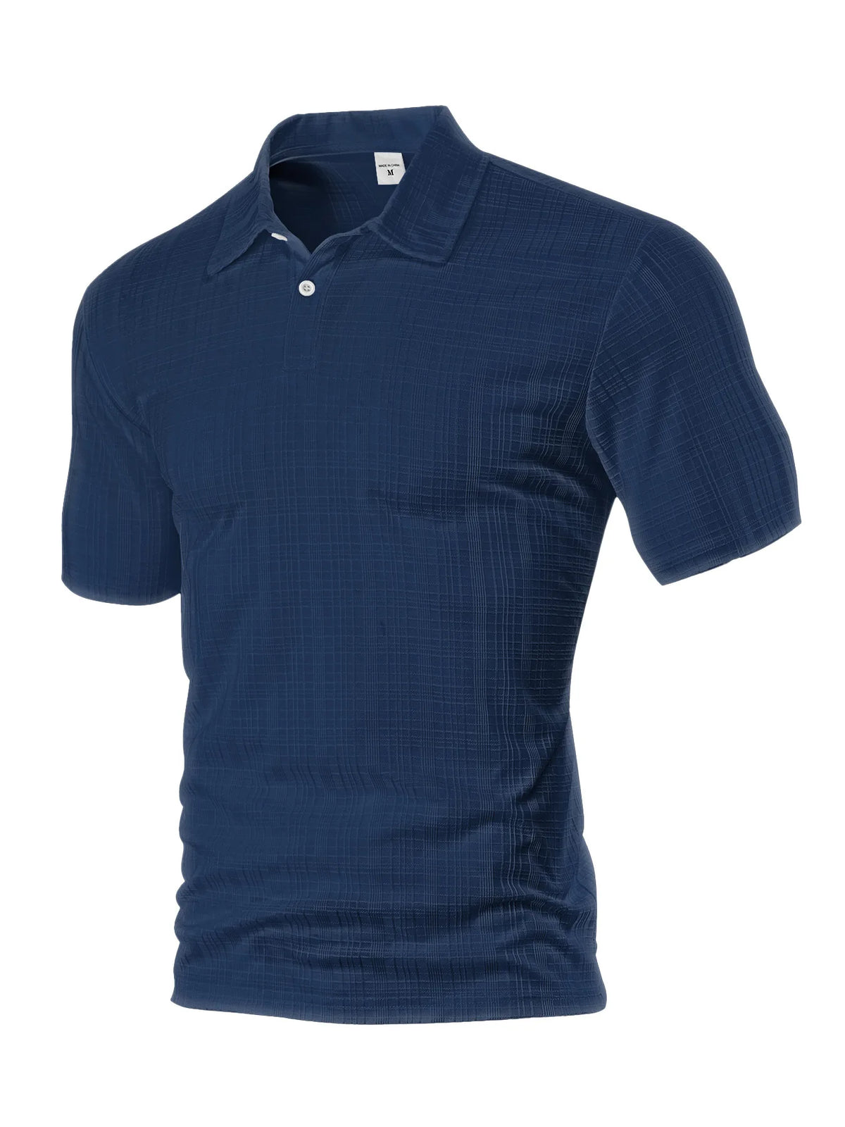 Threebooy  New Men's Clothing Products European and American Summer Thin Solid Short-sleeved Imitation Thread Small Checkered Lapel Shirt