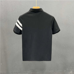 Threebooy  Striped Contrast All-match Trend Polo Shirts Summer Short Sleeve Solid Plus Size Fashion T Shirt Tops Casual Korean Men Clothing
