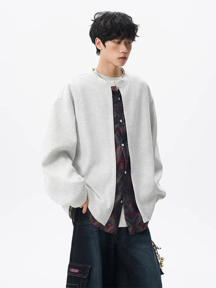 Threebooy Jacket men Stand Up Collar Single Breasted Fake Two Piece Jacket Autumn Thin Ethnic Print Patchwork Mens Outerwear Coat men new