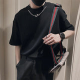 Threebooy Korean Style Summer Men's Silk Fabric Social T Shirts Removable Necklace Short Sleeve T-shirt Hip Hop Style Top Tshirts