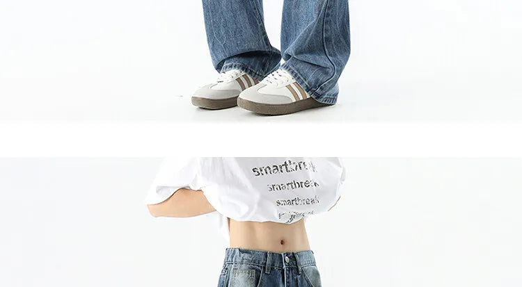 Threebooy Wide leg jeans Men 2025 Autumn trend Casual Pantsbell-bottoms unisex washed Jeans Skinny Work Trousers Male Jeans Men Clothing