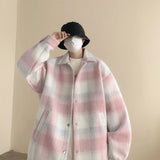 Threebooy Winter Thickened Woolen Coat Men Warm Fashion Thick Plaid Woolen Jacket Mens Streetwear Korean Loose Short Woolen Coat Men M-3XL