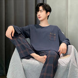 Threebooy Long Sleeve Pajamas Men's Spring New Cotton Plus Size Boys and Teenagers Can Wear Loungewear Outside