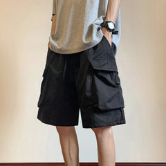 Threebooy  American Cargo Shorts Street Functional Shorts Hip-hop Loose Pocket Strike Pants Men's Outdoor Work Shorts Straight Sports Urban
