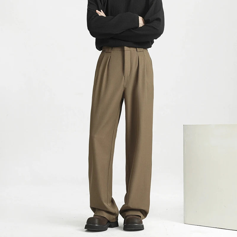 Threebooy Men's Light Luxury Naples Slim-fit Suit Pants Casual Japanese Retro Premium Quality Elegant Popular Leisure Trousers 2026 Spring