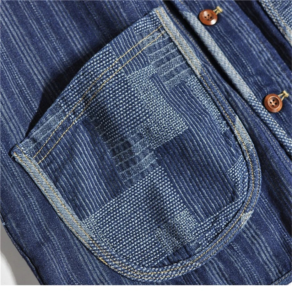 Threebooy Vintage Blue Denim Vest Jackets Men Streetwear Sleeveless Cargo Coats Harajuku Multiple Pockets Loose Casual Jeans Vests Male