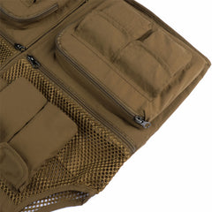 Threebooy  Men's Vest Tactical Webbed Gear Coat Summer Photographer Waistcoat Tool Many Pocket Mesh Work Sleeveless Jacket Male