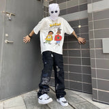 Threebooy Kpop Ripped Jeans Hip Hop Y2k Trends Clothes Men Streetwear Baggy Pants Trousers Trendyol Men's Slim Korean Fashion style