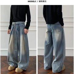 Threebooy Jeans men Wash Light Blue Relaxed Fit 2025 New Arrival High Quality Distressed Denim Pants Men Streetwear Fashion Youth Casual